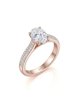 Anais oval diamond ring 45-degree view in 18K rose gold | SARATTI