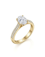 Anais oval diamond ring 45-degree view in 18K yellow gold | SARATTI