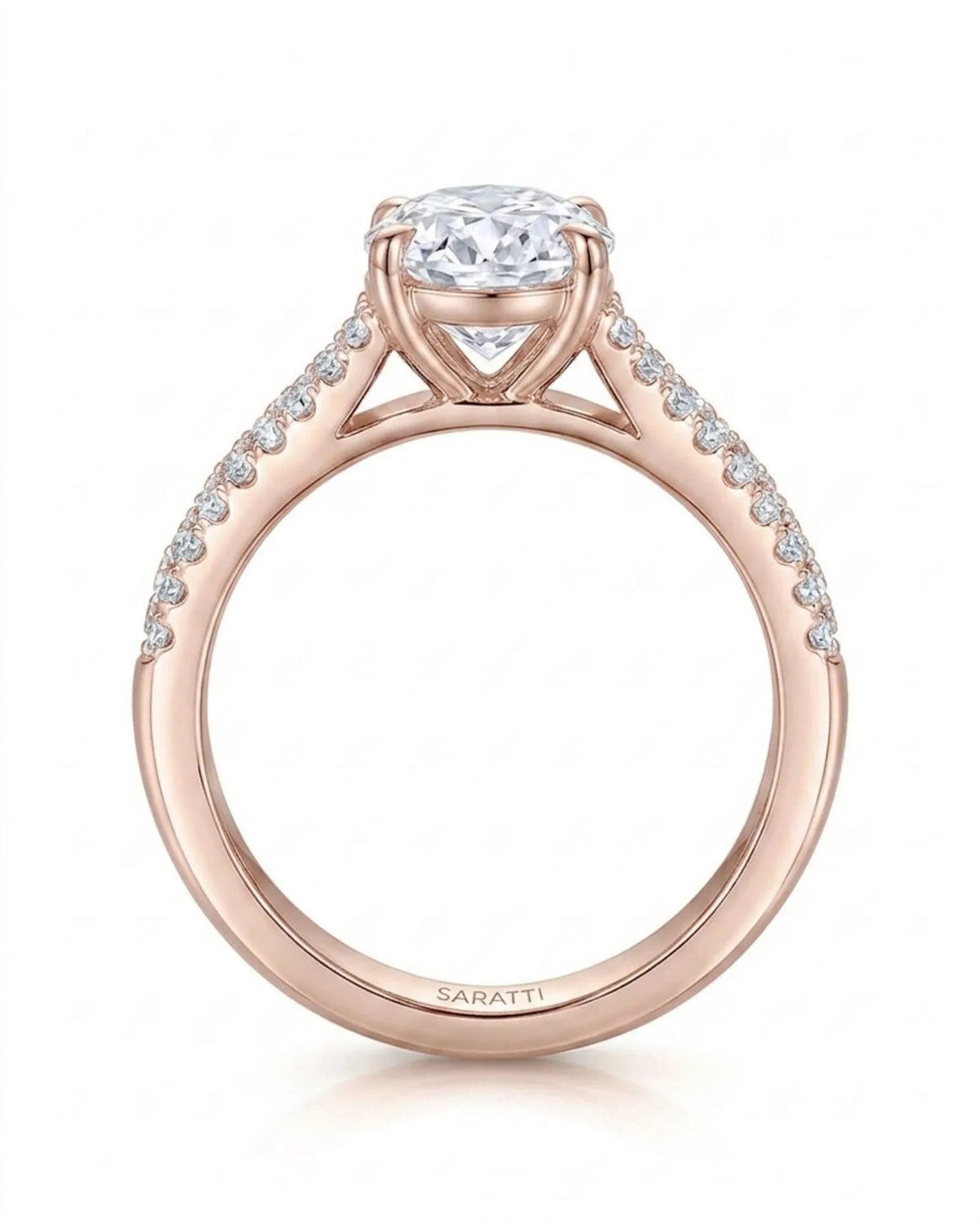 Anais oval diamond ring front view in 18K rose gold | SARATTI