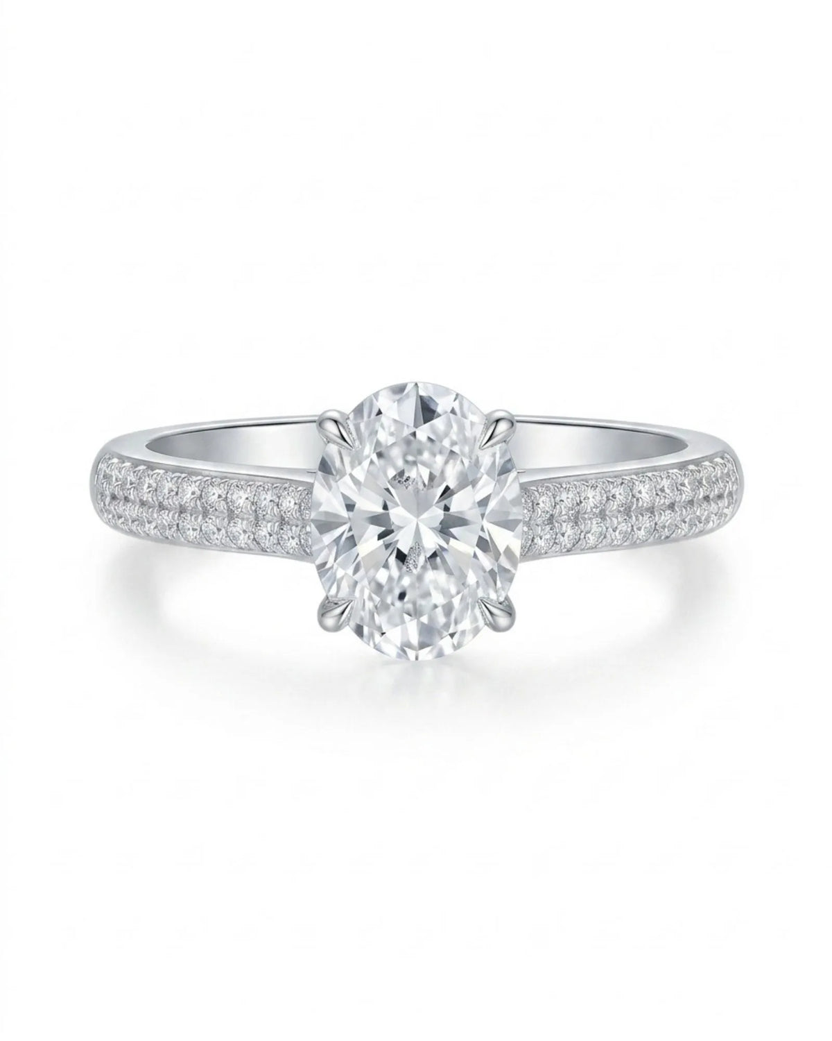 Anais oval diamond ring front view in 18K white gold | SARATTI