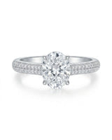 Anais oval diamond ring front view in 18K white gold | SARATTI