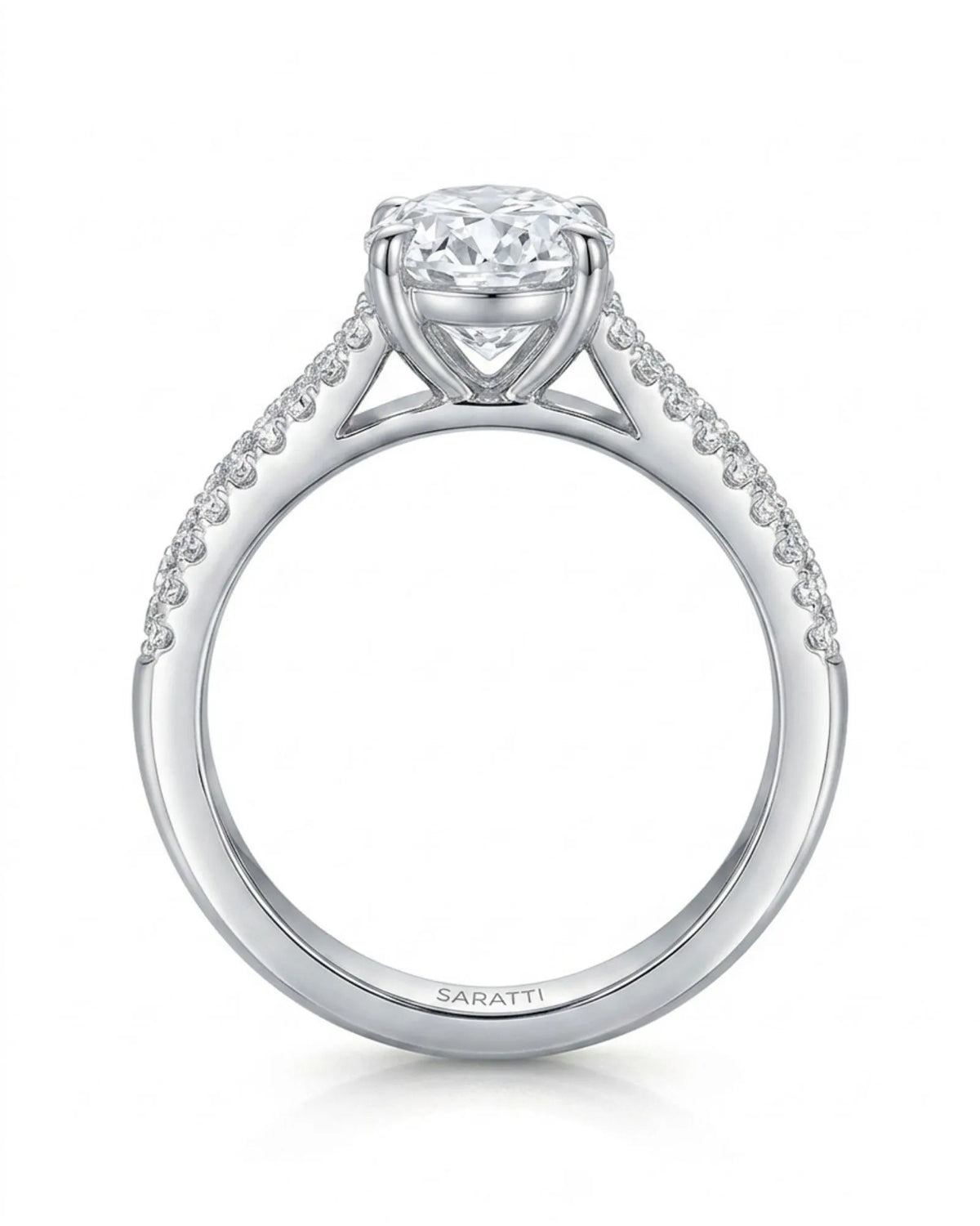 Anais oval diamond ring front view in Platinum | SARATTI