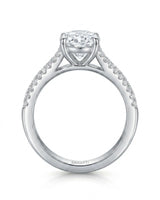 Anais oval diamond ring side profile in 18K white gold | SARATTI