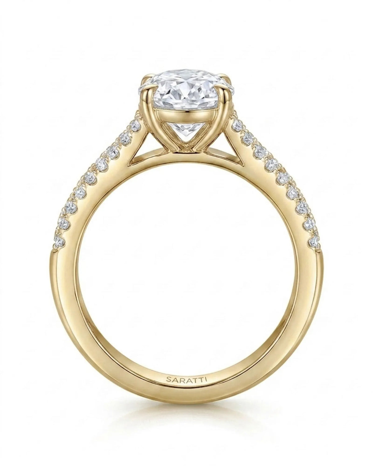 Anais oval diamond ring side profile in 18K yellow gold | SARATTI