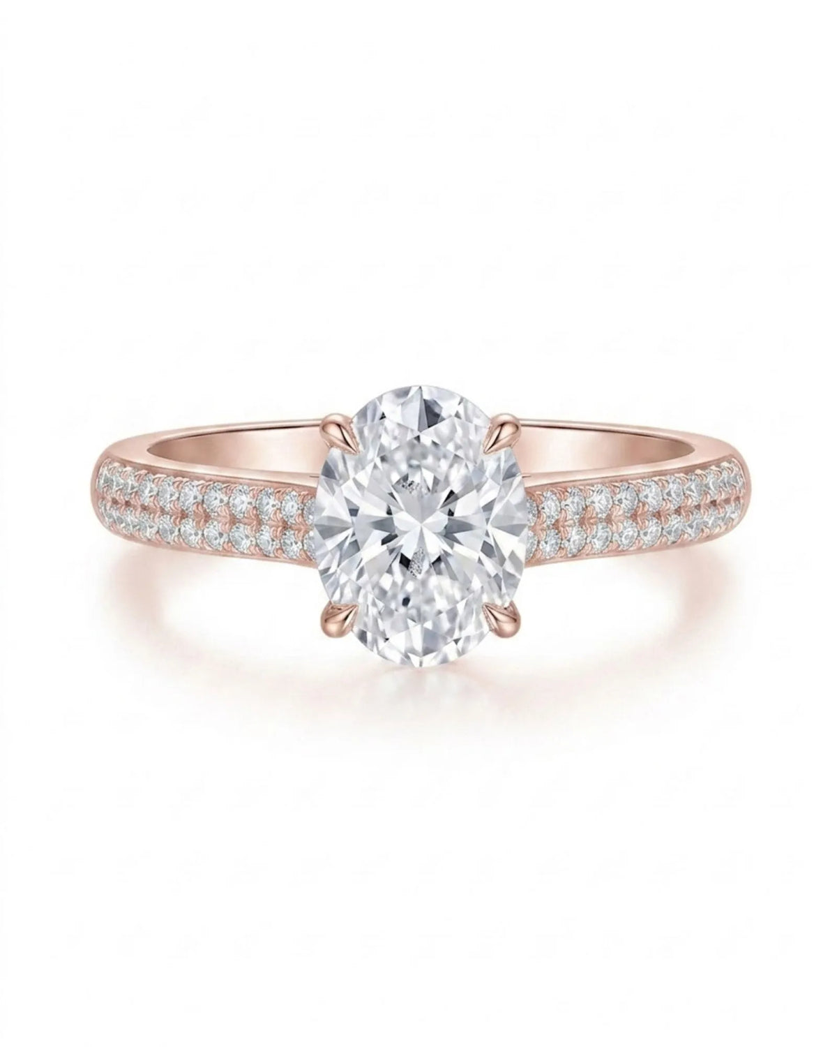 Anais oval diamond ring underside view in 18K rose gold | SARATTI