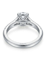 Anais oval diamond ring underside view in 18K white gold | SARATTI
