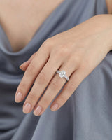 Anais oval diamond ring worn on hand in 18K white gold | SARATTI