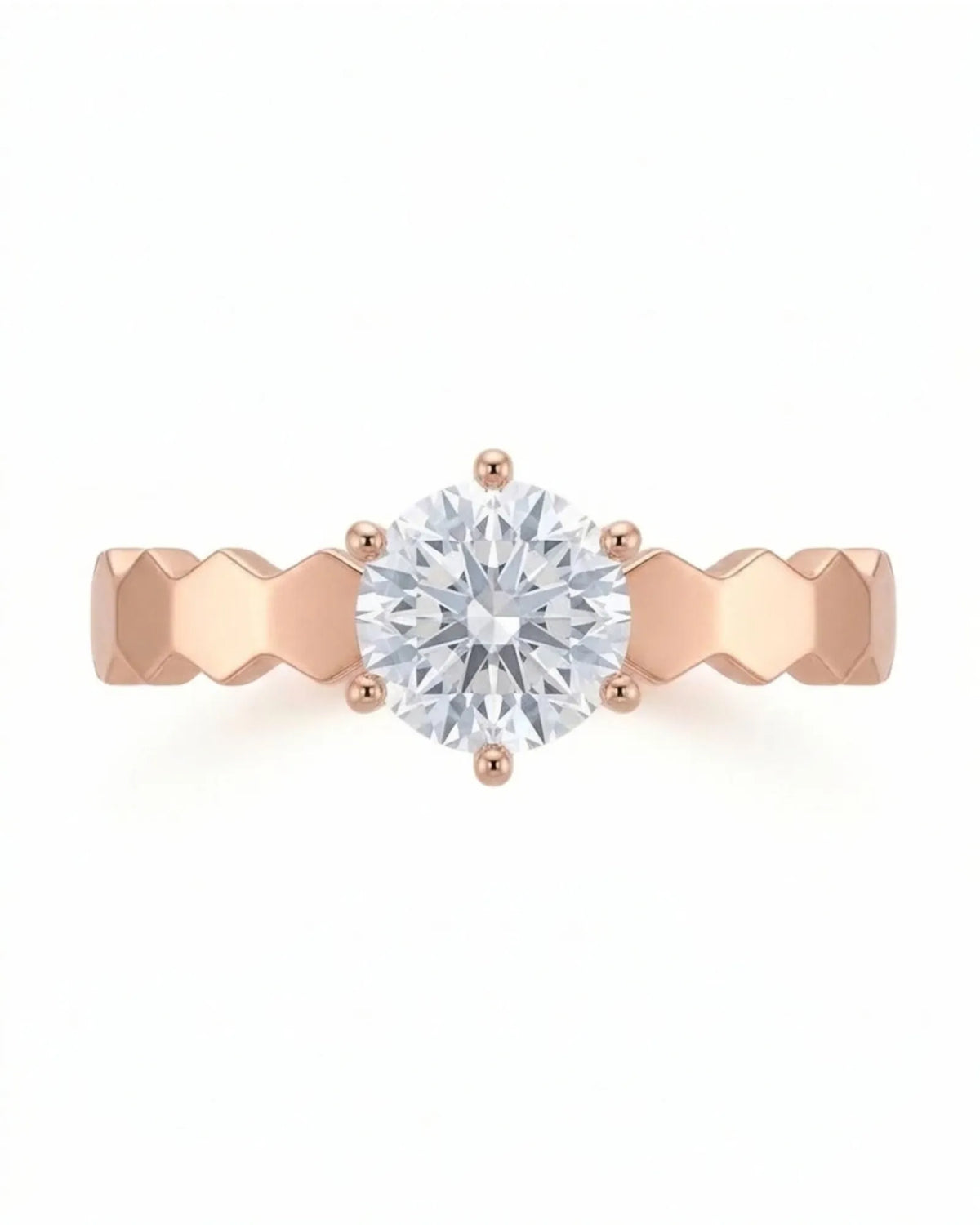 Anima Gemella GIA-certified natural round diamond engagement ring front view in 18K rose gold | SARATTI