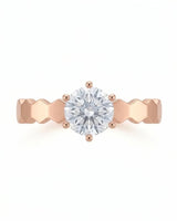 Anima Gemella GIA-certified natural round diamond engagement ring front view in 18K rose gold | SARATTI