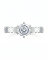 Anima Gemella GIA-certified natural round diamond engagement ring front view in 18K white gold | SARATTI