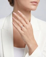 Anima Gemella natural diamond engagement ring side profile with six-prong crown in 18K rose gold | SARATTI
