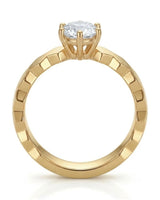 Anima Gemella natural diamond engagement ring side profile with six-prong crown in 18K yellow gold | SARATTI