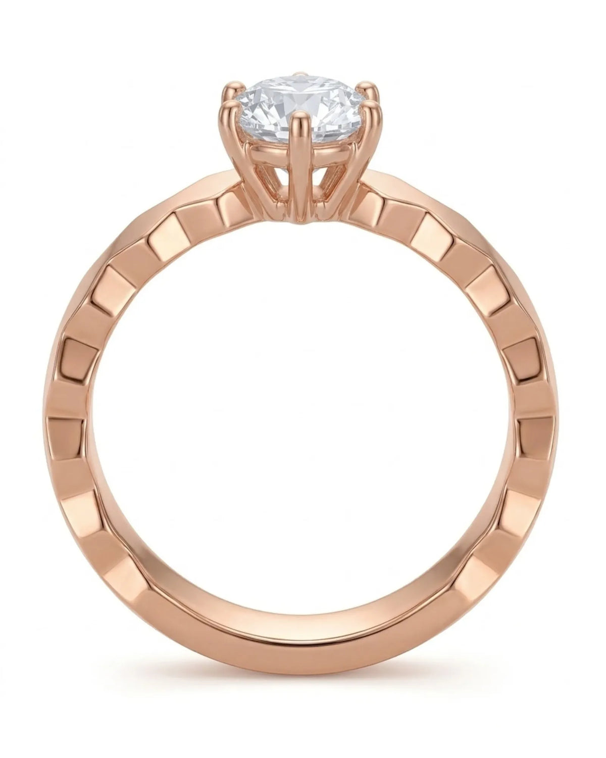 Anima Gemella natural round diamond engagement ring worn on hand in 18K rose gold | SARATTI