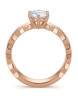 Anima Gemella natural round diamond engagement ring worn on hand in 18K rose gold | SARATTI