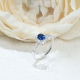 Platinum Bleu Royale Natural Sapphire Split Shank Ring | Saratti Jewelry