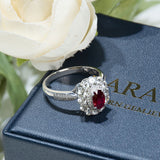 Textured Band Ruby Ring with Brilliant Diamond Surround | Saratti