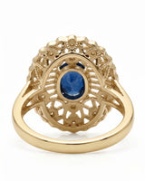 Antique sapphire diamond ring for meaningful gifting in warm 18K yellow gold | SARATTI