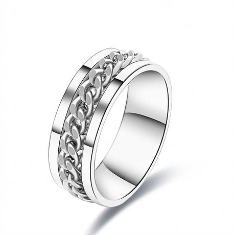Apex chain men’s wedding band 18k white gold curb chain design | SARATTI