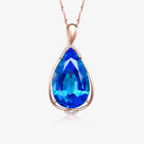 Aqua Solis – Swiss Blue Natural Topaz Pendant in 18K Rose Gold