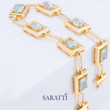 Genuine Aquamarine Bracelet in Pure 18K Yellow Gold - Saratti Jewelry