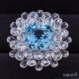 Real Aquamarine and Diamond Engagement Ring | Saratti Jewelry