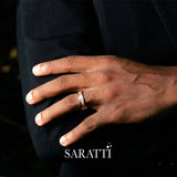 Architectural roman numeral men’s ring 18k rose gold engraved wedding band | SARATTI
