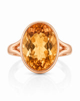 Architectural split shank Imperial Topaz ring in rose gold | SARATTI