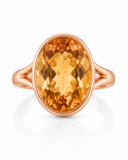 Architectural split shank Imperial Topaz ring in rose gold | SARATTI