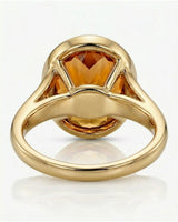 Architectural split shank Imperial Topaz ring in yellow gold | SARATTI