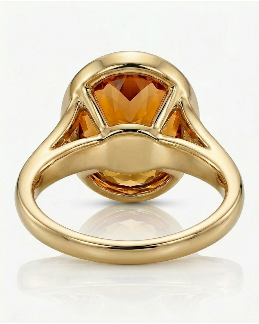 Architectural split shank Imperial Topaz ring in yellow gold | SARATTI