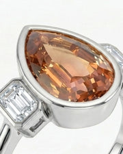 Architectural three-stone Topaz setting with polished platinum band | SARATTI