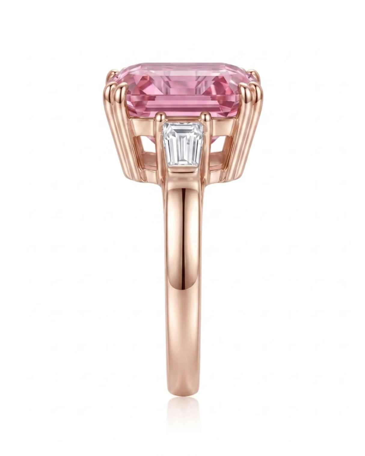 Architectural tourmaline ring with tapered diamond accents and polished rose gold setting | SARATTI