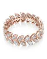 Art Deco wedding band featuring diamond accents and geometric detailing across warm 18K rose gold | SARATTI