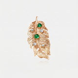 Antique-inspired gold plume brooch with green emeralds | SARATTI