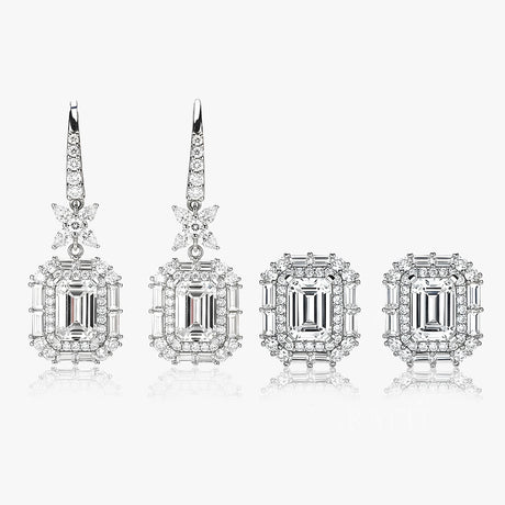 Frosted Emerald lab diamond stud earrings platinum | SARATTI