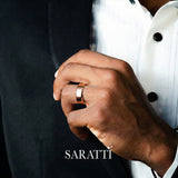 8mm mens wedding band sleek handcrafted ring in 18K rose gold | SARATTI