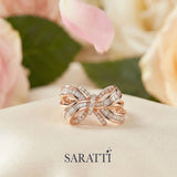 18k Rose Gold version of Baguette Diamond Engagement Ring Ribbon Design | SARATTI