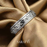 Vintage mens wedding band smooth comfort fit interior in 18K white gold | SARATTI
