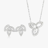Trinity Leaf Bloom – Lab Diamond Leaf (Necklace & Earrings)