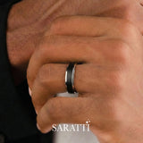 Two Tone Men's Wedding Band in Black and Yellow Gold