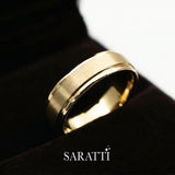 Mens comfort fit wedding band handcrafted luxury wedding band in 18K yellow gold | SARATTI
