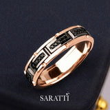 Black Diamond 4mm mens wedding band worn on hand in 18K rose gold | SARATTI
