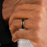 Two Tone Men's Wedding Band in Black and Yellow Gold