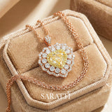 Vintage Yellow Diamond diamond pendant luxury handcrafted jewelry boxed in 18K rose gold | SARATTI