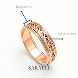 Vintage mens wedding band vintage inspired textured design in 18K rose gold | SARATTI