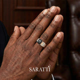 6mm mens wedding band with black diamond handcrafted ring in 18K rose gold | SARATTI