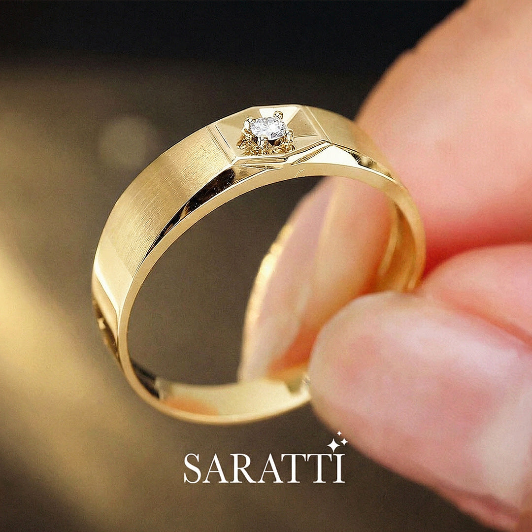Six Paths Two Tone diamond ring engagement ring style in 18K yellow gold | SARATTI