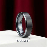 Two Tone Men's Wedding Band in Black and Yellow Gold