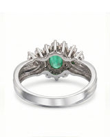 Vintage modern natural emerald diamond statement ring in platinum | SARATTI