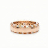 Mens sapphire wedding band handcrafted diamond and sapphire ring in 18K rose gold | SARATTI